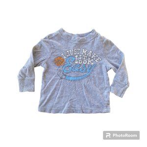 4/$12 💥♻ Old Navy Basketball Heather Grey LS T-Shirt | Size 12-18m | 1303